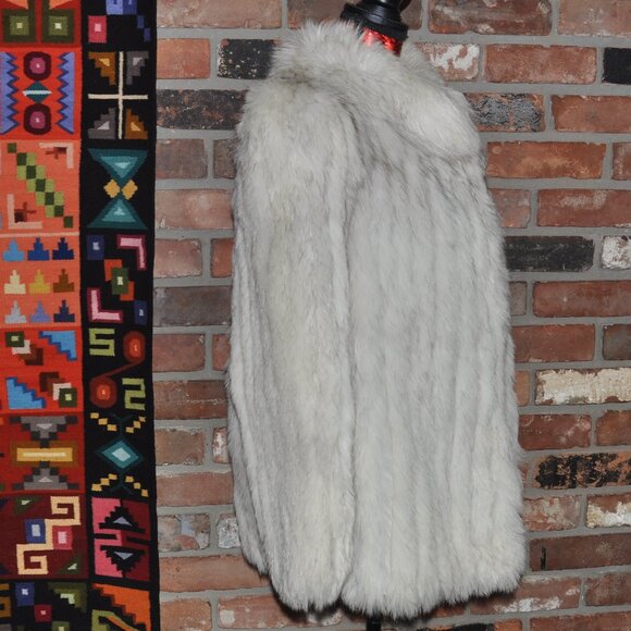 Saga NORWEGIN BLUE WHITE ARCTIC FOX FUR Grey Suede Jacket Car Coat 10 M - Picture 6 of 12